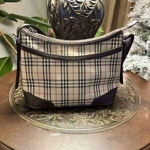 Burberry Cream and Brown Messenger Bag